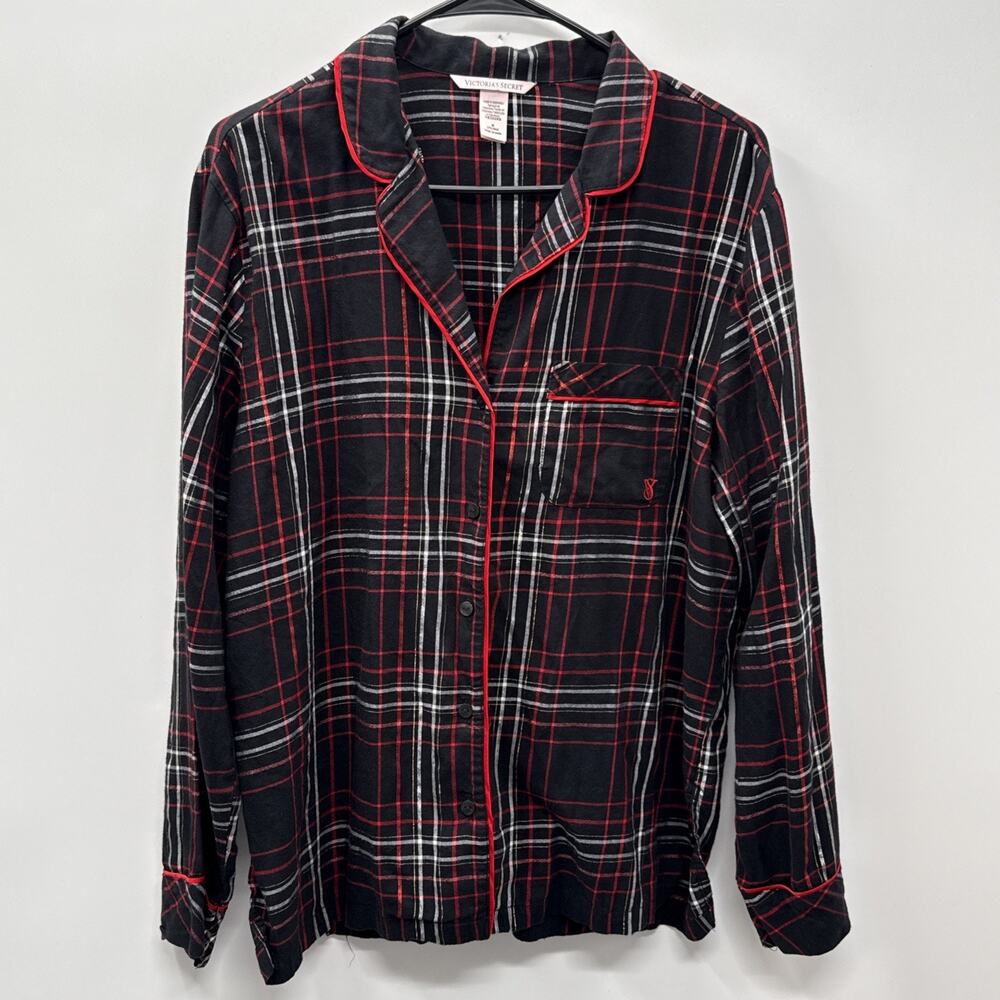 Victoria’s Secret Plaid Womens Pajama Shirt Long Sleeve Size Medium